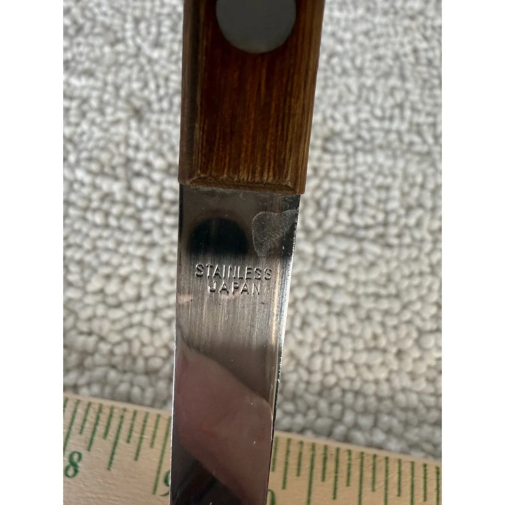 Vintage‎ Stainless Steel Carving Fork Wood Handle Japan